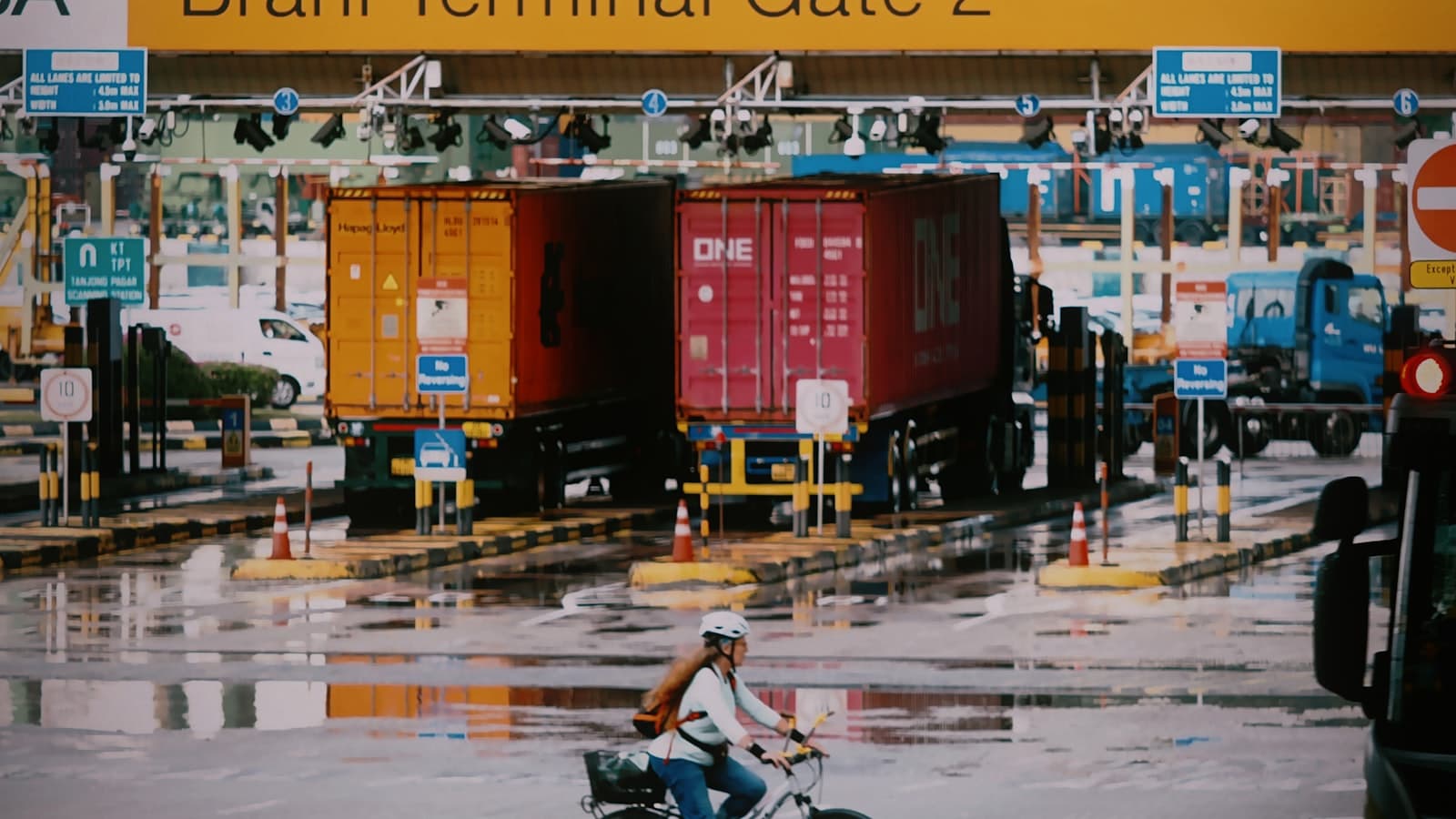 ID verification and badging at a port terminal gate